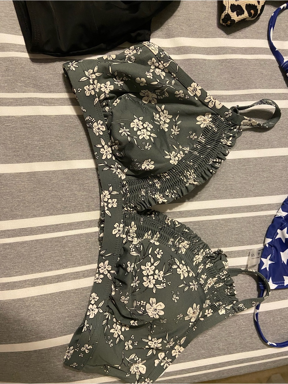 Source Unknown Women’s Multi-Pattern Swim Bikini Tops — Blue, Black, Tan, Green - Picture 3 of 10